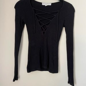 Urban Outfitters black cross strap long sleeve top